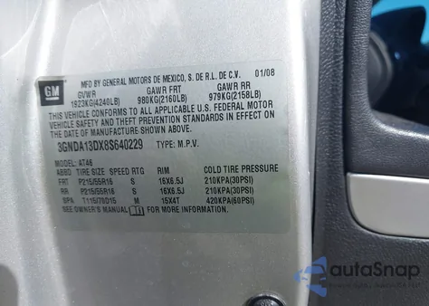 2008 Chevrolet Hhr Ls z USA, uszkodzony, nr VIN 3GNDA13DX8S640229